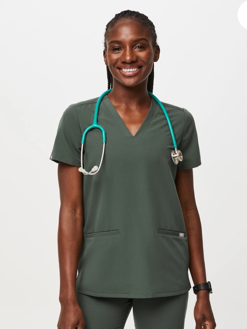 Figs Casma scrub top in Moss